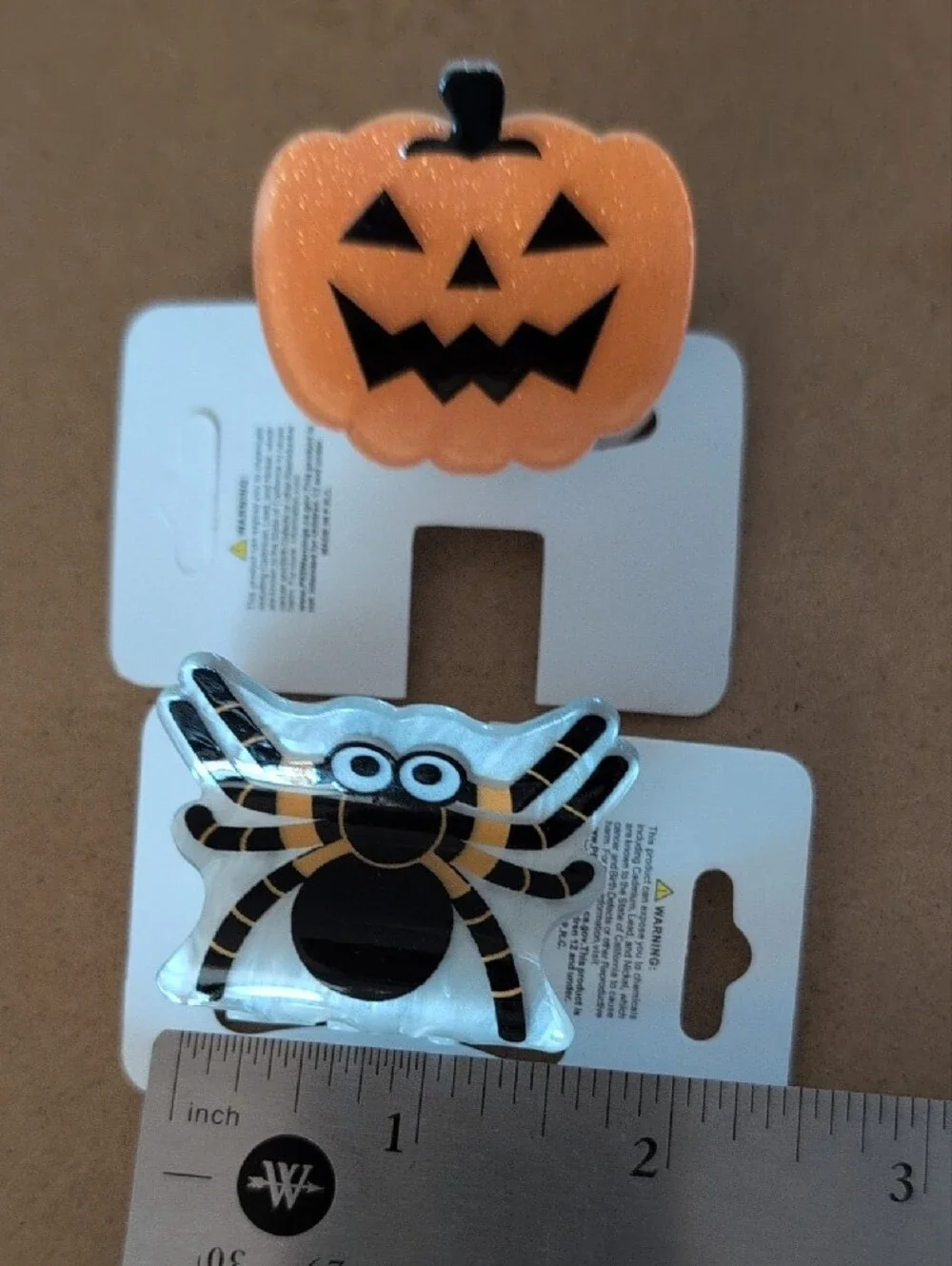 Halloween Pumpkin and Spider Kids Hair Clips - Orange & Black
